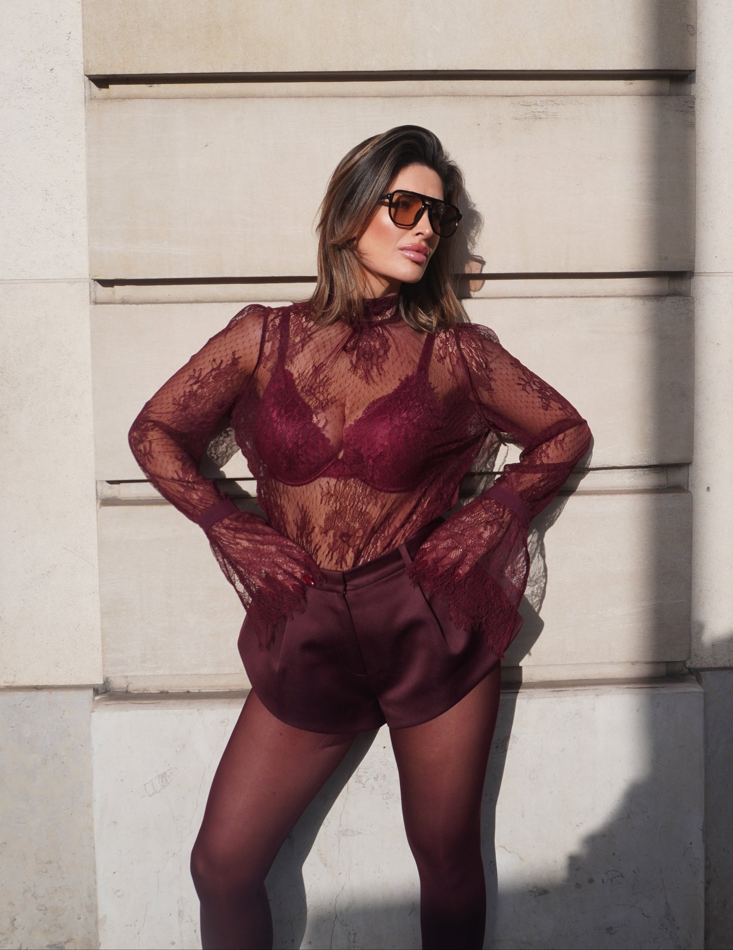 Ella Lace Blouse | Burgundy (PRE - SALE)