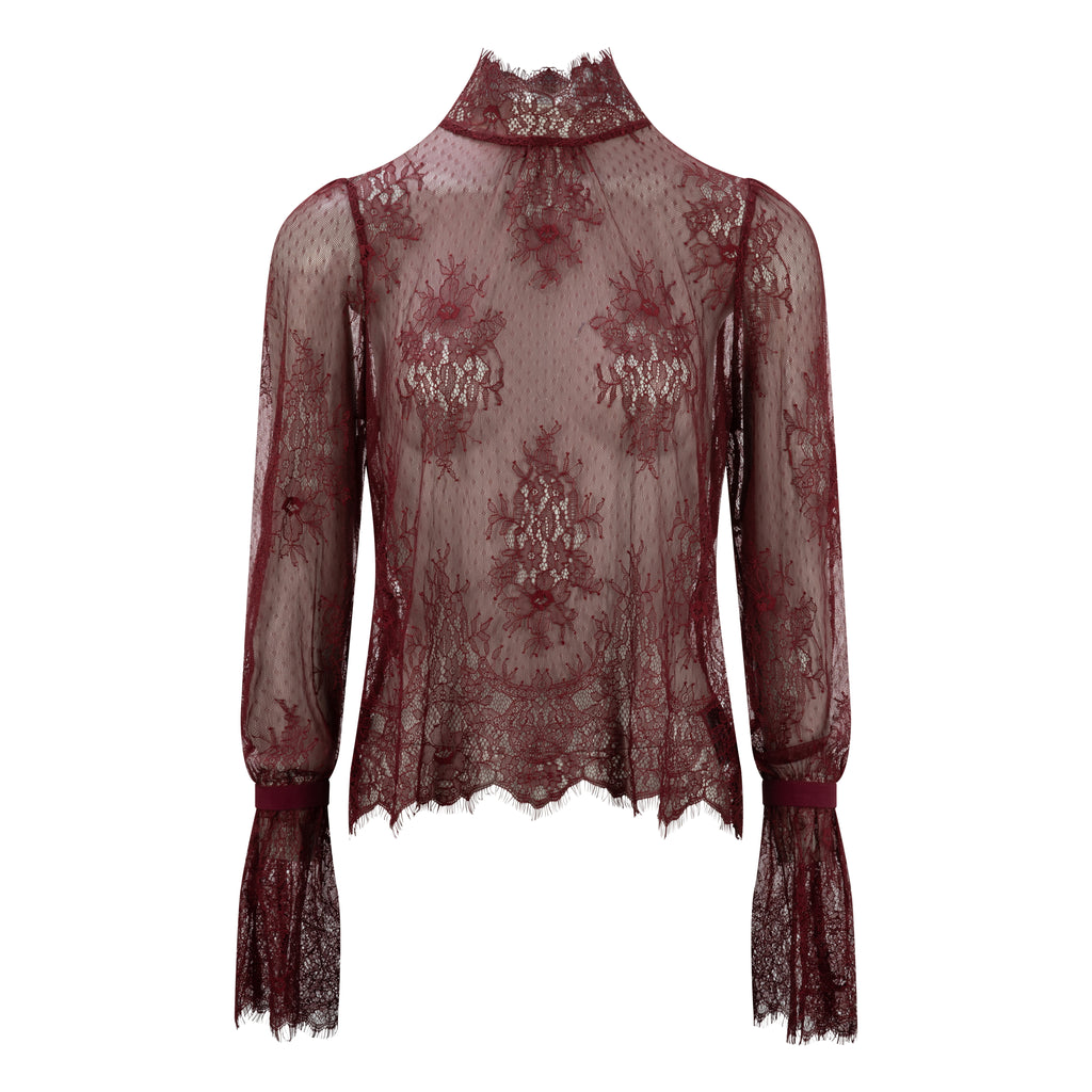 Ella Lace Blouse |  Burgundy