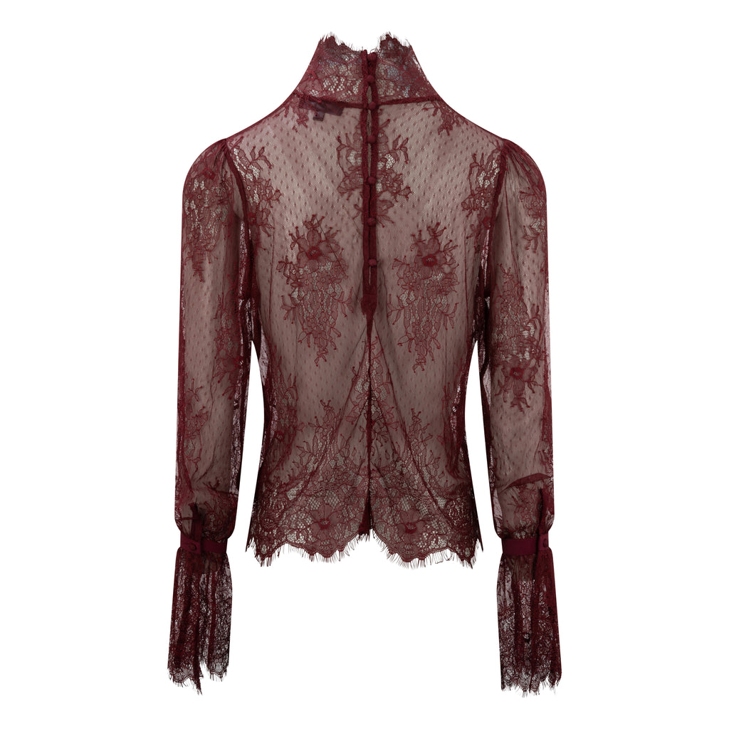 Ella Lace Blouse |  Burgundy