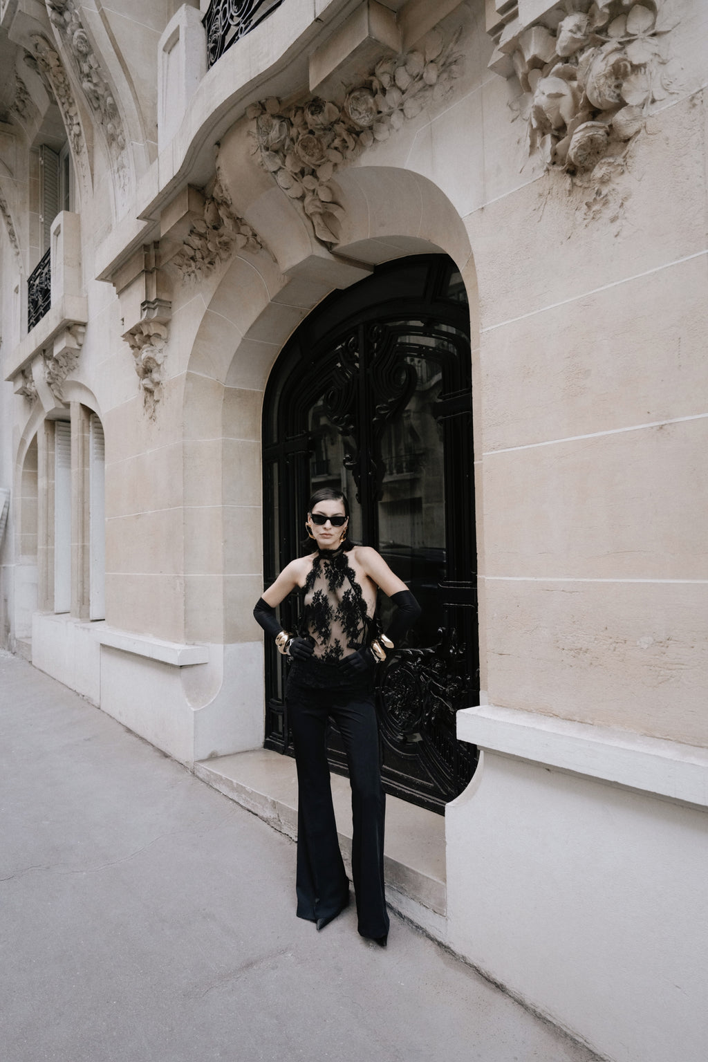 La Femme Sleeveless Lace Blouse