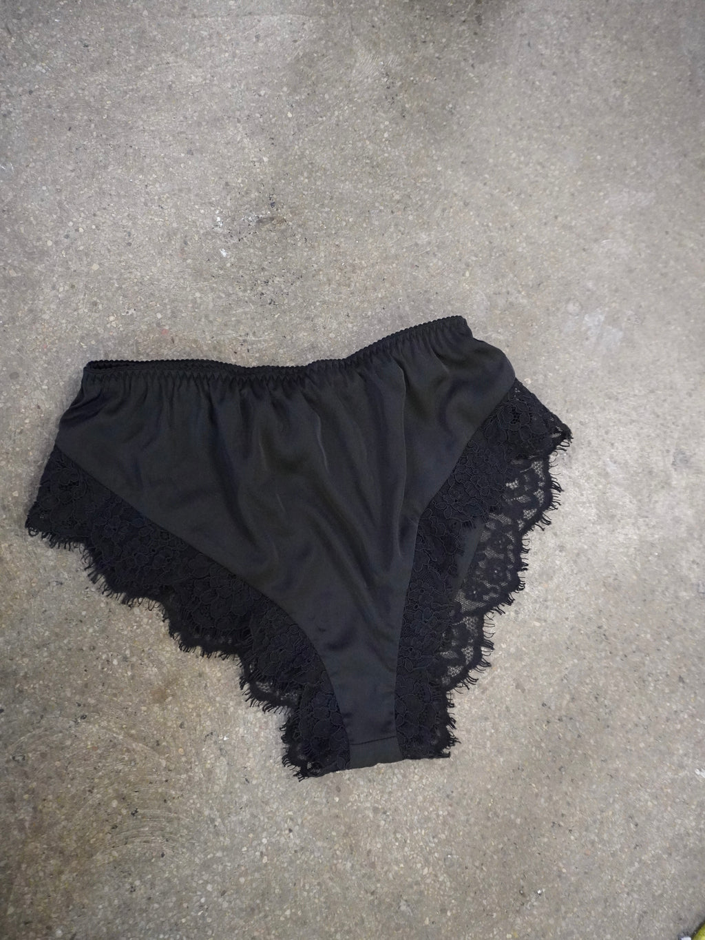 Allure Satin and Lace Shorts | Black