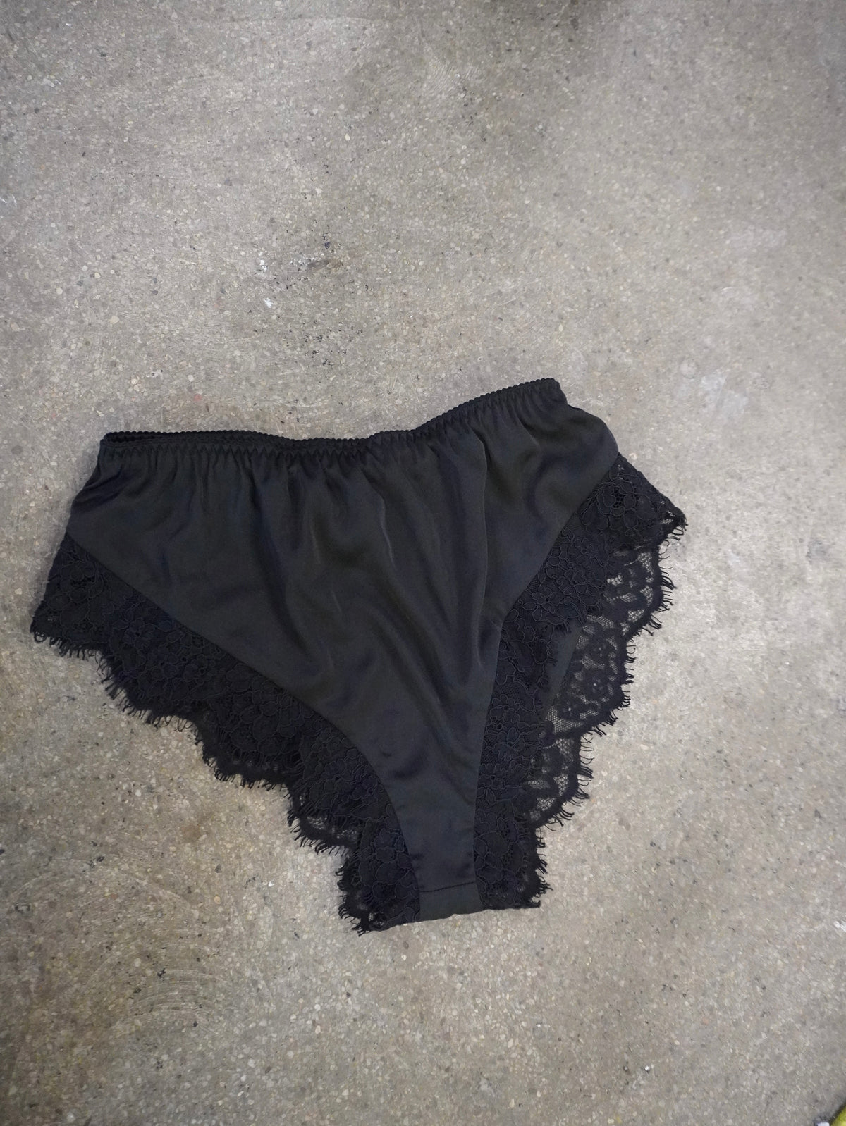 Allure Satin and Lace Shorts | Black