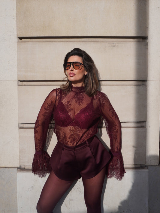 Ella Lace Blouse |  Burgundy (PRE - SALE)