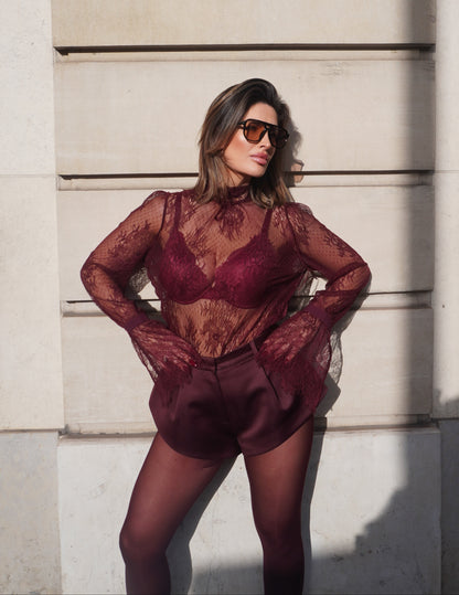 Ella Lace Blouse |  Burgundy (PRE - SALE)