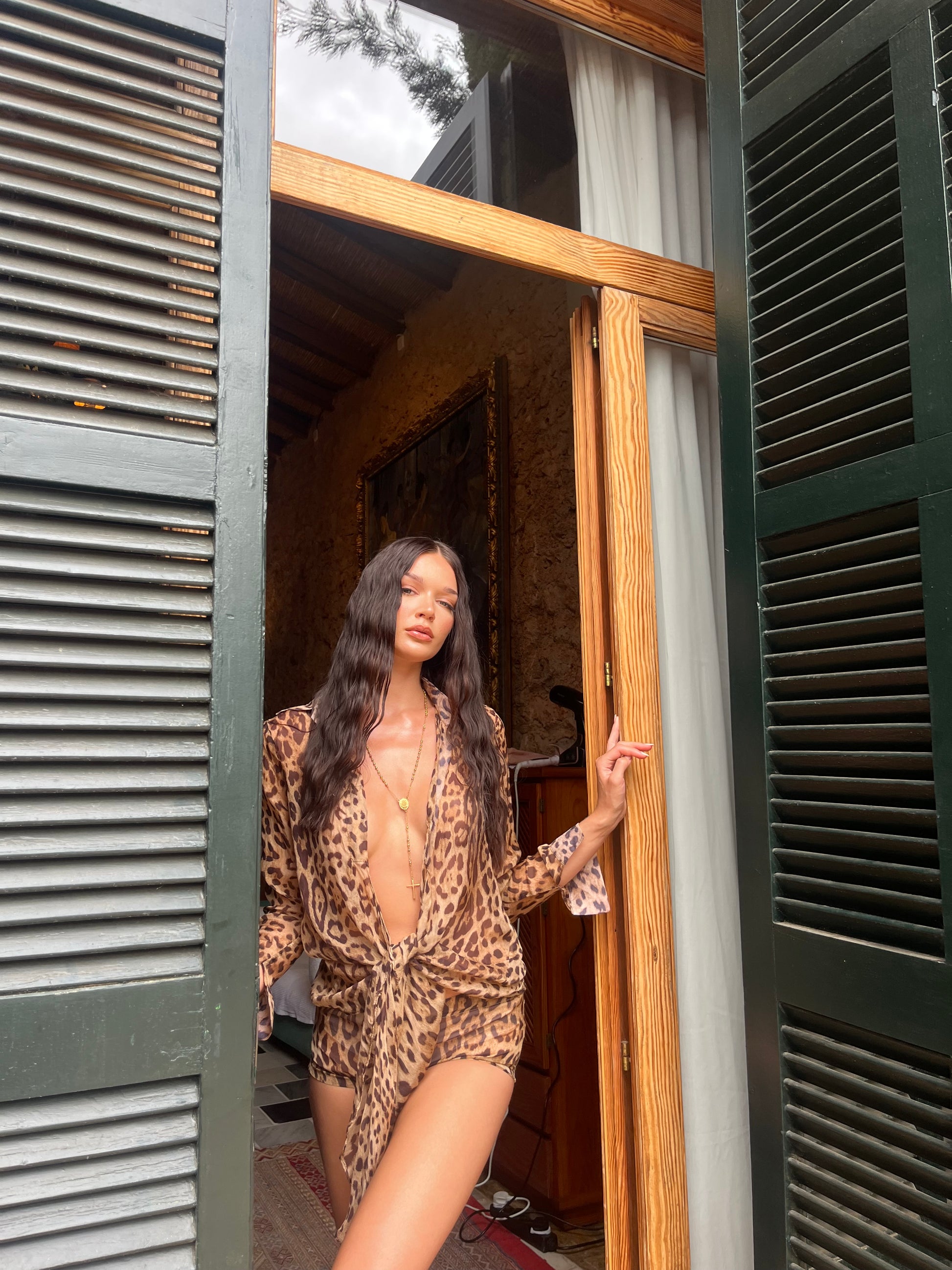 Knotover Blouse Leopard