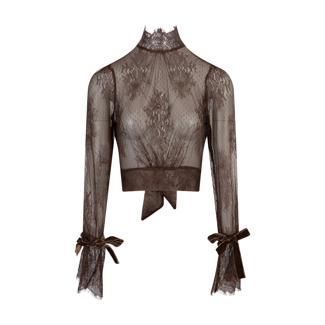 Ella Lace Blouse - Chocolate