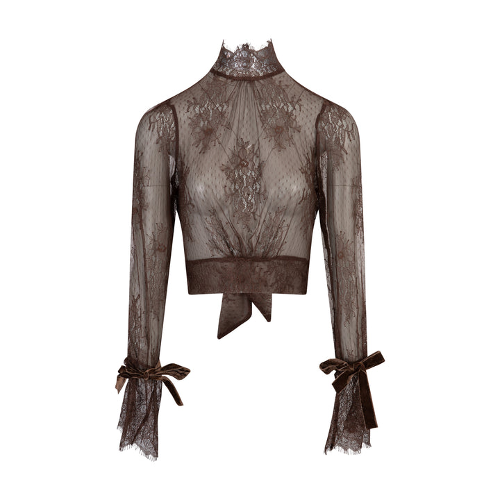Ella Lace Blouse - Chocolate