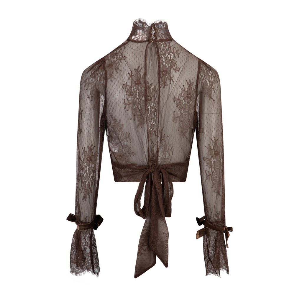 Ella Lace Blouse Chocolate