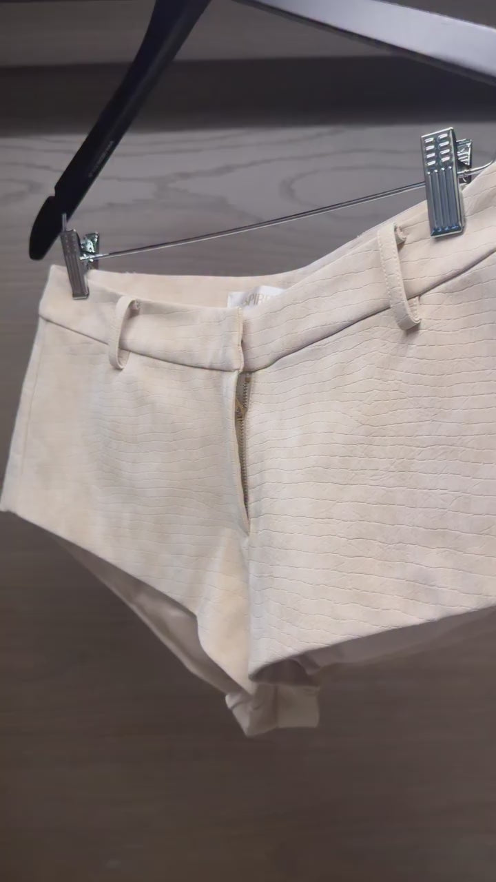 Micro Shorts | Beige Suede Croc