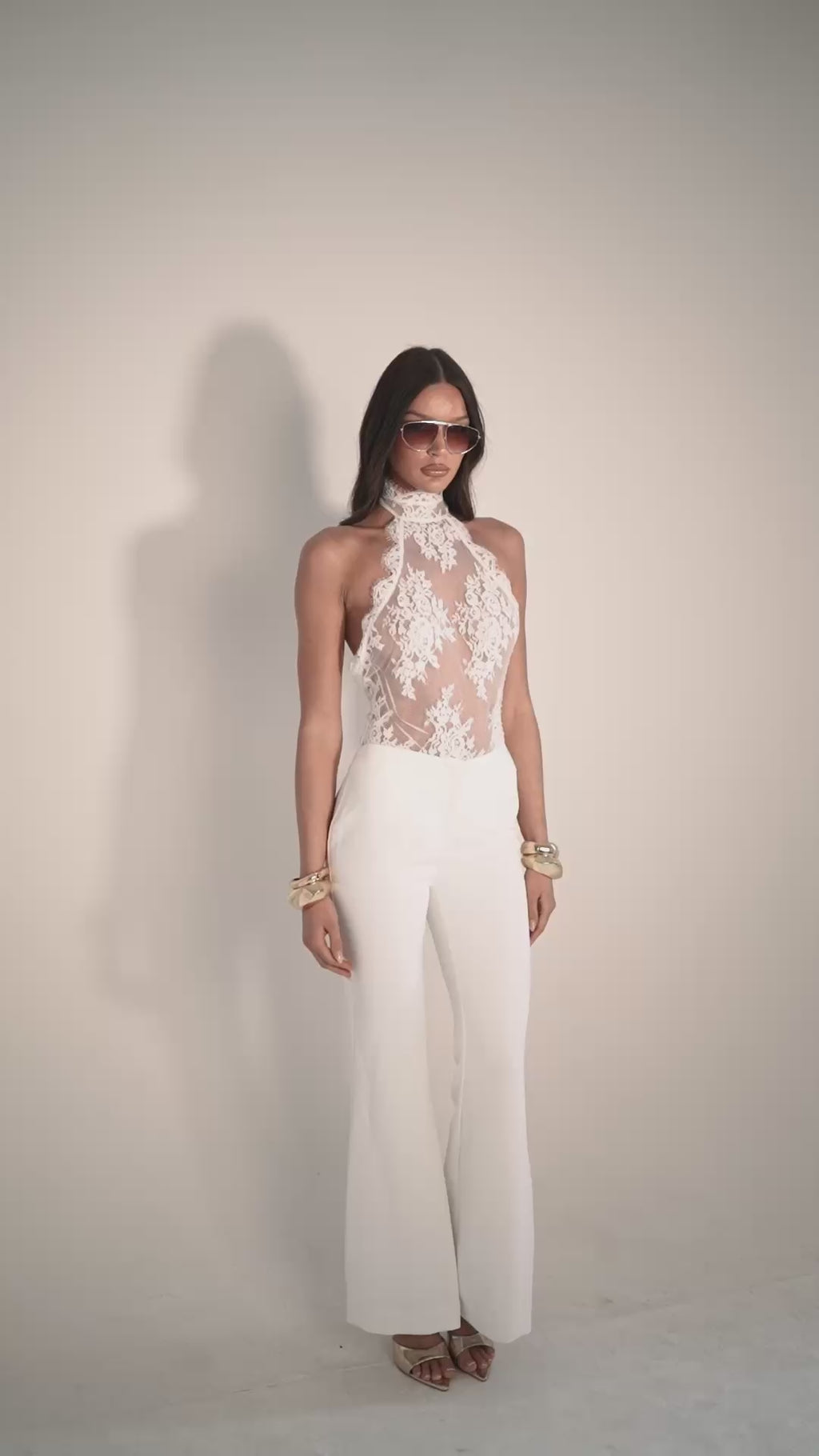 V Power White Tailored Trousers